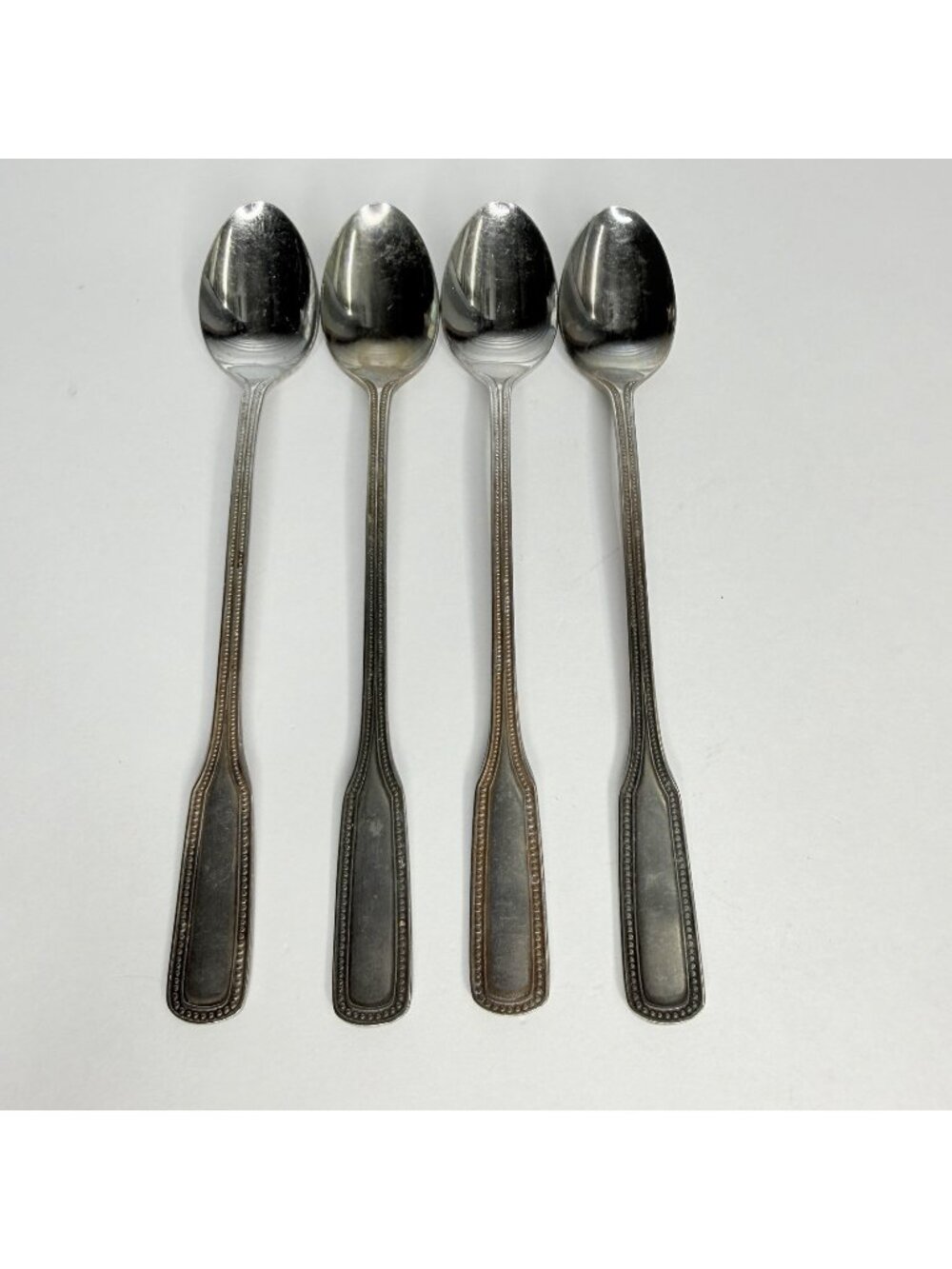 Salem 1776 Stainless Iced Tea Spoons 7.5" Set of 4 Japan Beaded Flatware